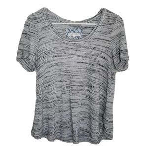 Anthropologie Pure + Good Elle Short Sleeve Top Gray Space Dye Medium.